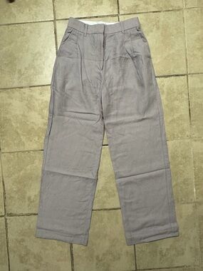 Wilfred Everyday Pants Aritzia Lilac Linen Trouser Size 6